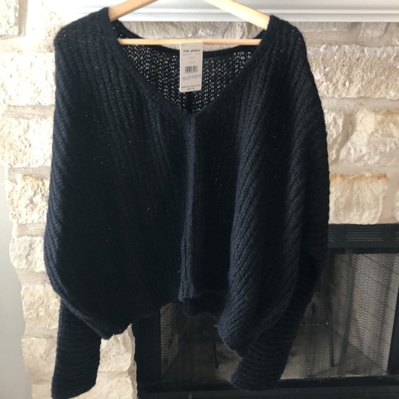Free people Moonbeam cropped sweater in Black - Picture 2 of 4